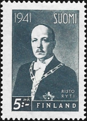 1941 Presidentti Risto Ryti 5 mk  ** LaPe 247 W I 19 mm