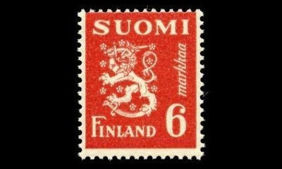 299 ** Leijona 6 mk punainen (1945)