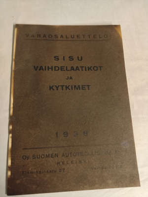sisu varaosaluettelo vaihdelaatikot ja kytkimet 1938
