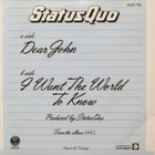 STATUS QUO :: DEAR JOHN :: VINYYLI 7" 1982 - pikkukuva 2