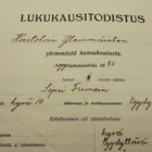 Lukukausitodistus v.1925 Hartola Ylemmäinen - pikkukuva 1