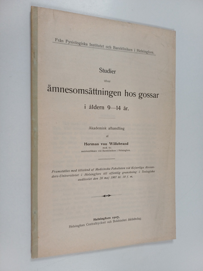 Herman von Willebrand : Studier öfver ämnesomsättningen h...