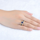62 .. 18k Kulta Duble Blue Sapphire / Crystal .. Sormus - pikkukuva 2