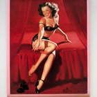 * Pin-up-magneetti * brunetti riisuu sängyllä * - pikkukuva 1