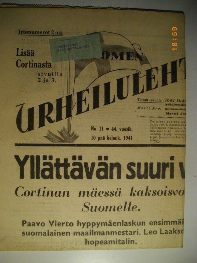 Suomen Urheilulehti Nro 11/1941 (16.3)