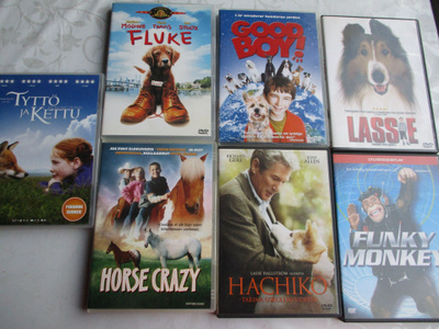 7 KPL ELÄINAIHEISTA DVD ELOKUVAA levyt naarmuttomat