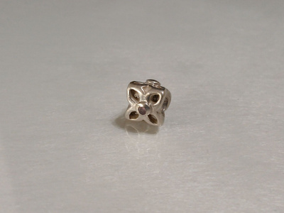 Hopea Pandora Open Flower Sterling Silver  Charm with Clear
