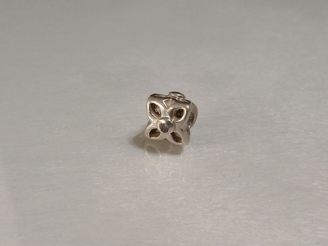 Hopea Pandora Open Flower Sterling Silver  Charm with Clear