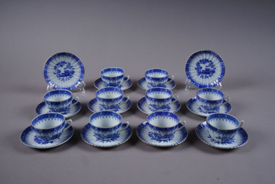 1110. 22kpl 'China Blau'-koristeinen kahviastiasto, Japani.