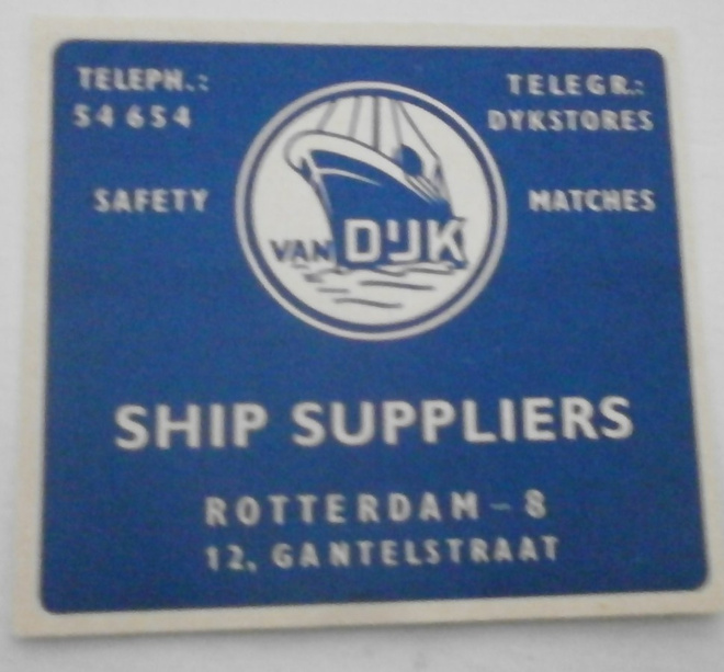 Vanha, iso TT-etiketti van DUK, Ship suppliers
