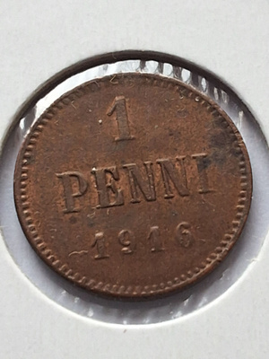 1 PENNI 1916 Siisti keräilykappale, kts!