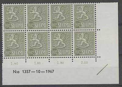 1968 2p harmaanvihreä   nro-8lo 1357 ++