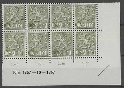 1968 2p harmaanvihreä   nro-8lo 1357 ++