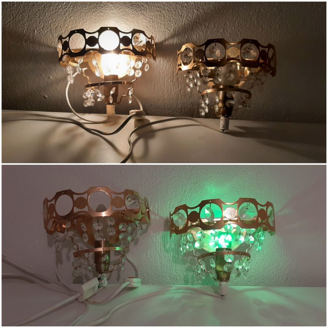 2x lampetti LIVAL kullanvärinen timangeja