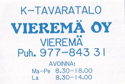 Vieremä. K - Tavaratalo Vieremä Oy  b501