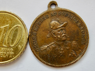 VANHA Mitali Kuningas Oscar II Ruotsi Norja 1800-l