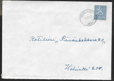 Postilähetys - Yl.m. 0,35 (LAPE 613) Virolahti 28.10.64