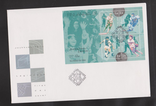 FDC 1995 FINLANDIA  joukkueurheilu BL15
