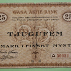 Vaasan Osake Pankki, 25 mk 1918 nro A50052, kunto 2-3. (KD3) - pikkukuva 2