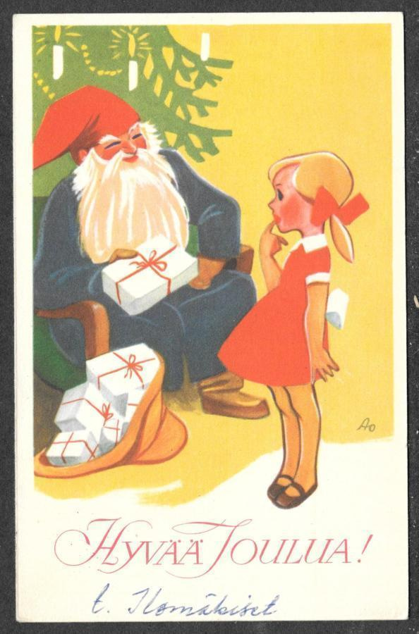 Joulupukki pikkutyttö ja lahjoja - Ao