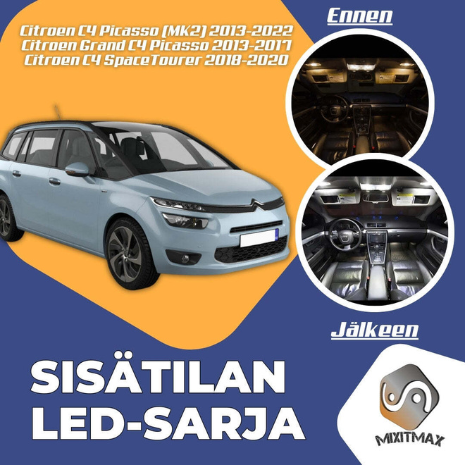 Citroen C4 Picasso (MK2) Sisätilan LED-sarja 12-