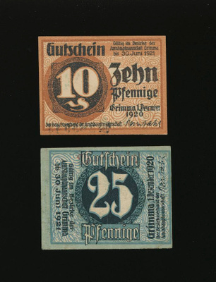 Saksa Notgeld 10, 25 Pfg, Grimma 1920