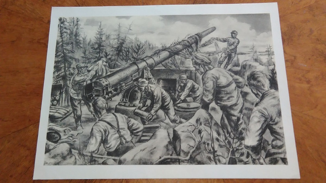 Jatkosota Rannikkotykistö Sotapiirros Lindeberg 1942