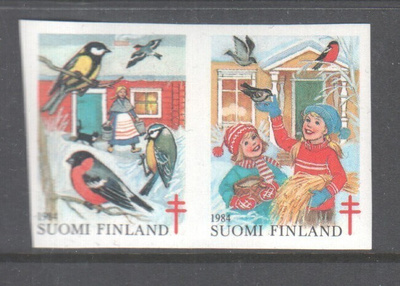 1984  Tub joulumerkki hammastamaton pari postituoreena.