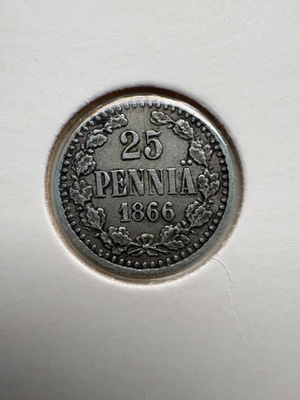 25 penniä 1866 *hyvä kunto*