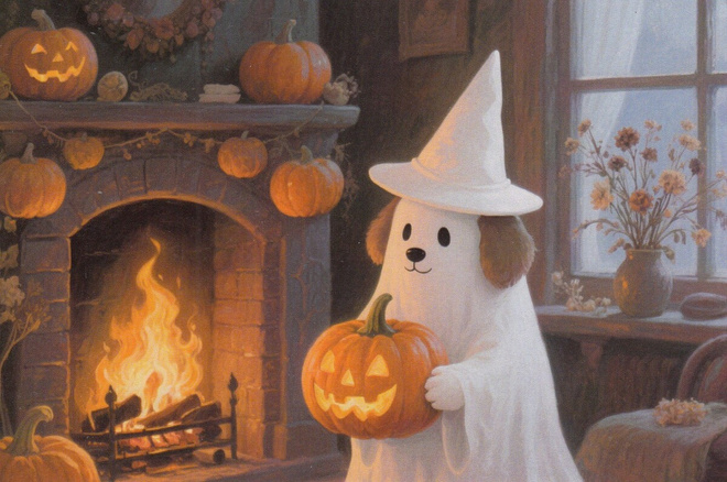 Halloween koiralla haamupuku