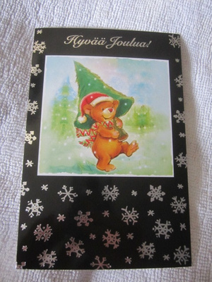 Joulukortti Nalle ja Joulukuusi : Hyvää Joulua!