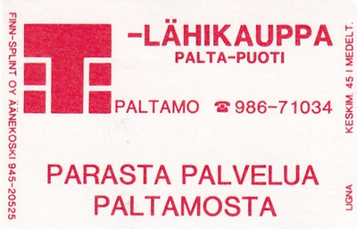 Paltamo, T - lähikauppa  Palta- Puoti. s55