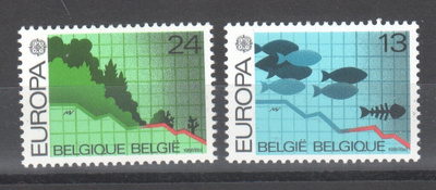 Belgia 1986 europa merkit postituoreena.