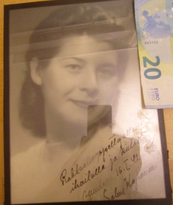VANHA Valokuva+Nimmari Oopperalaulaja Salme Kapanen 1942