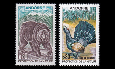 Andorra Fr 230-1 ** Luonnonsuojelu karhu teeri (1971)