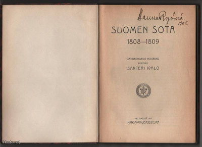 Ivalo, Santeri: Suomen sota 1808-1809, KVS 1907,sid., K3 ++