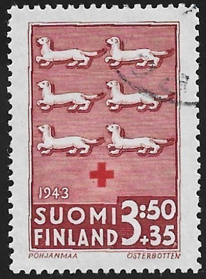 1943 Punainen Risti Pohjanmaa 3:50 + 35 leimattu LaPe 273