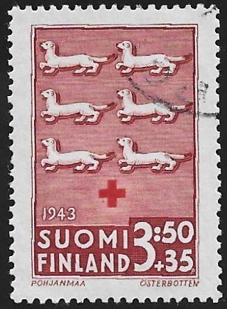 1943 Punainen Risti Pohjanmaa 3:50 + 35 leimattu LaPe 273