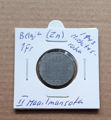 Belgia 1Fr(Zn) miehitysraha 1943