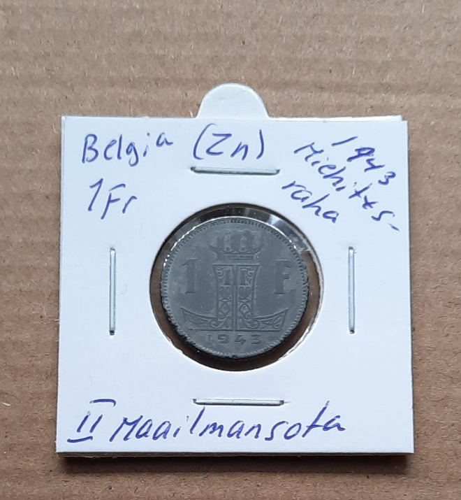 Belgia 1Fr(Zn) miehitysraha 1943