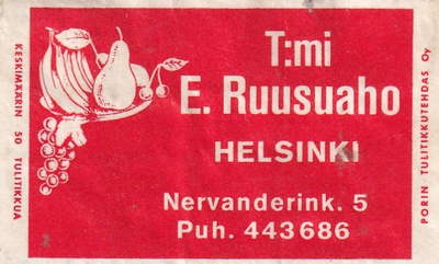 Helsinki , T:mi E. Ruusuaho   8/15