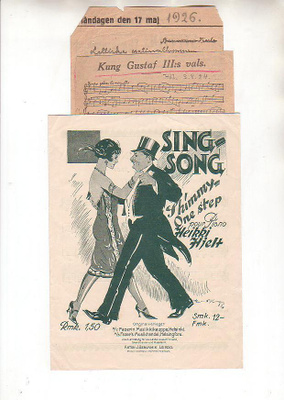 Musiikki, sekalaisia esitteitä, 5 kpl. , 1930-1950 ?