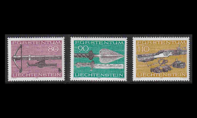 Liechtenstein 751-3 ** Metsästysaseita (1980)