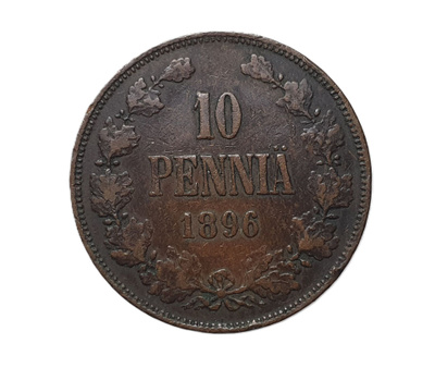 10 Penniä 1896 Variantti 1.2 /// 6 vinossa oikealle