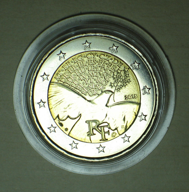 2015 Ranska 2 euro Rauha Euroopassa 70 vuotta UNC