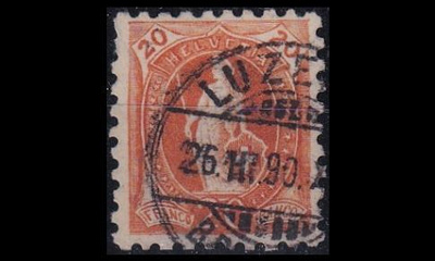 Sveitsi 58B o Seisova Helvetia 20 C (9¾:9¼) (1882)