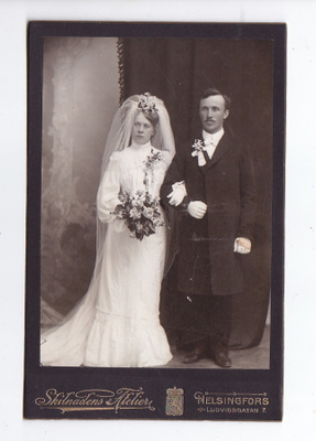 VANHA Kabinetti Valokuva Hääpari Helsinki 1900-l
