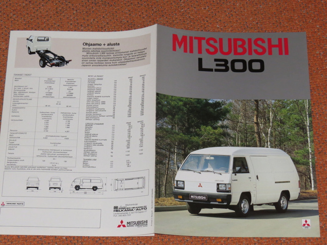 1985 Mitsubishi L 300 pakettiauto esite - KUIN UUSI - suom