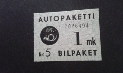 1949 autopakettimerkki 1mk**