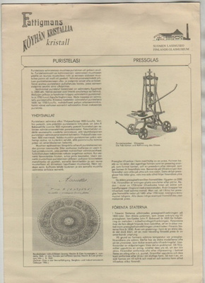 Köyhän kristallia , Suomen Lasimuseo 1990, 4 sivua, K3